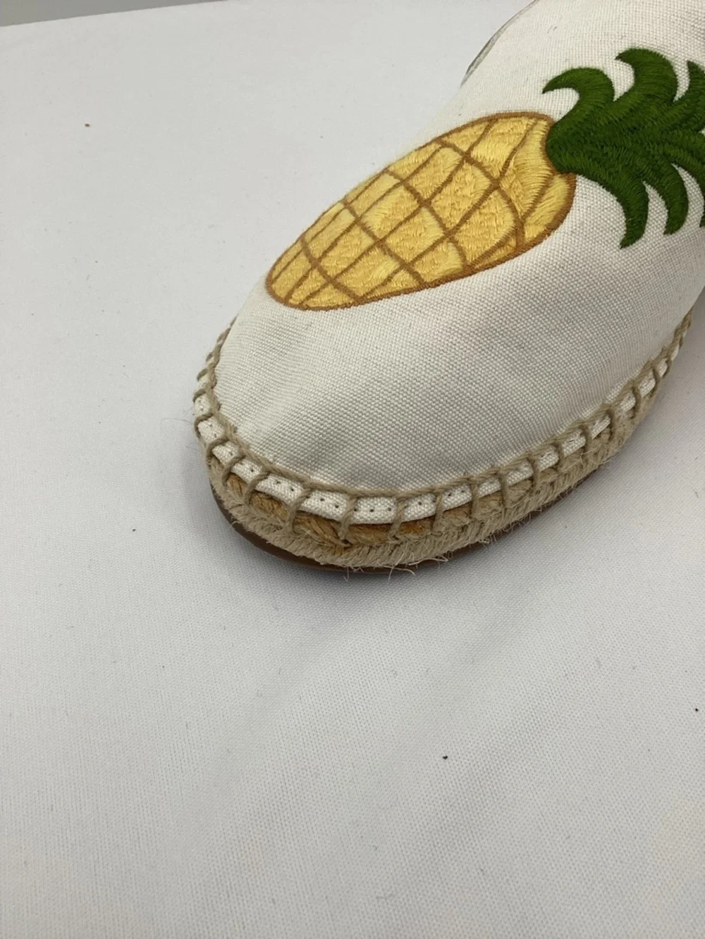 Circus by Sam Edelman White Canvas Slip-On Espadrilles with Yellow Pineapple